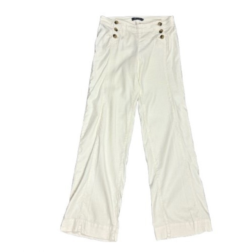 Level 99 Wide Leg Sailor-Style Pants in Off White